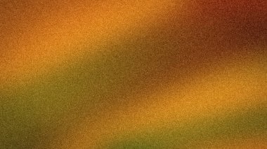 Turuncu, koyu kahverengi ve zeytin yeşilinin sıcak geçişleriyle soyut taneli 4K arka plan. Sonbahar tasarımları, afişler ve duvar kağıtları için desenli toprak gradyanı