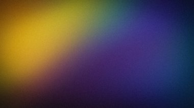 Bulanık sarı, mor, mavi ve yeşil tonlarla soyut 4K gradyan. Yaratıcı tasarımlar için koyu dokulu duvar kağıdı ve afiş şablonu