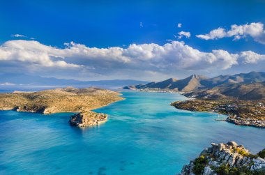 Panoramic view of Spinalonga and the gulf of Elounda  clipart