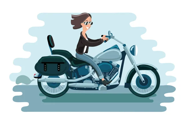 Motorcycle riding of driver woman Vector Graphics
