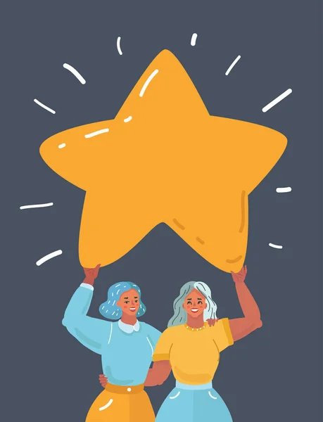 Two girls hold big star above