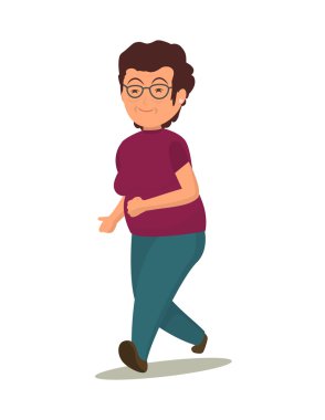 Yaşlı kadın çalışan. İzole vektör çizim