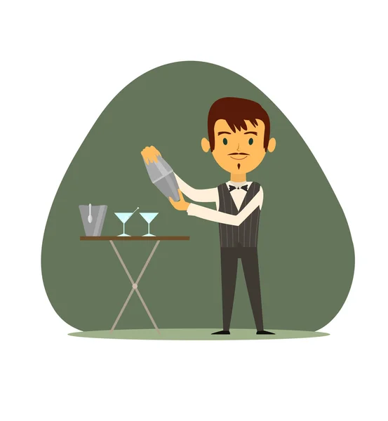 Bartender with shaker — Stock Vector