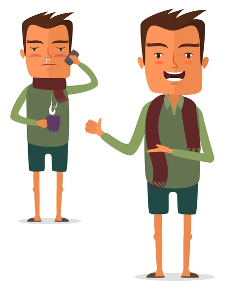 Ill man with a mug of hot drink in their hands Royalty Free Stock Illustrations