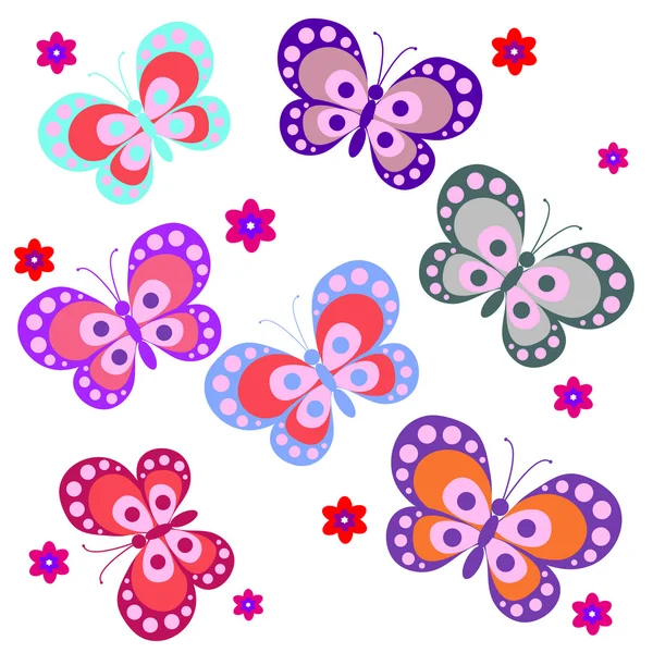 Sbírka motýlů barevné — Stockový vektor