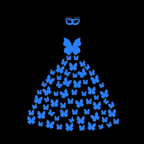 Dress of blue butterflies — Stock Vector