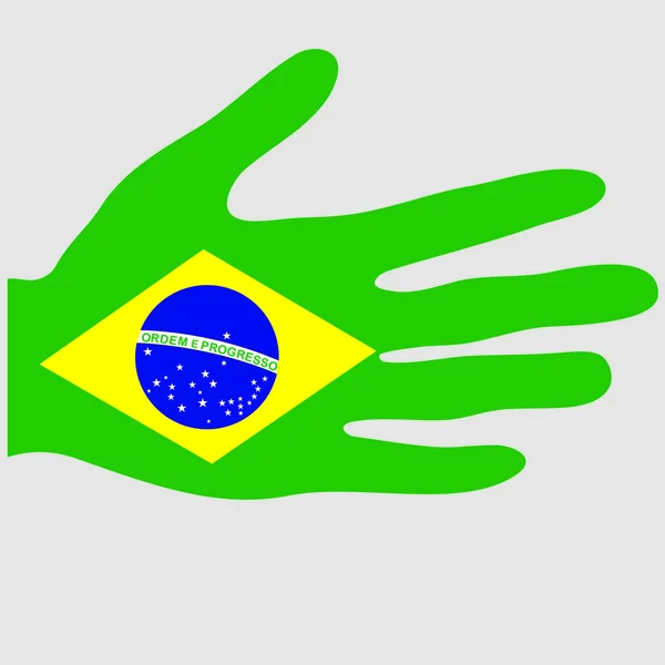 Бразильский флаг на ладони — стоковый вектор
