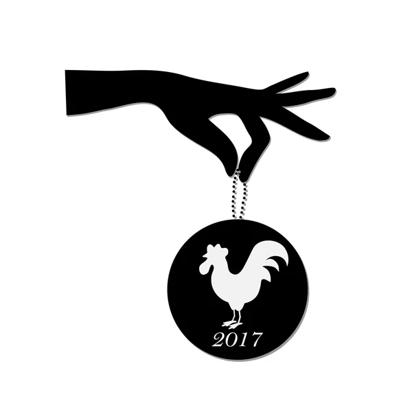 Ręka gospodarstwa medalion z cock1 — Wektor stockowy