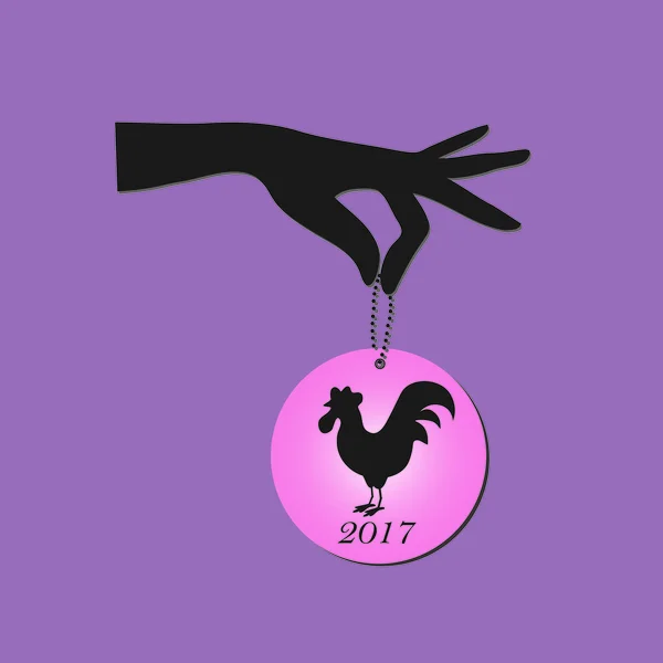 Médaillon main tenant avec cock2 — Image vectorielle