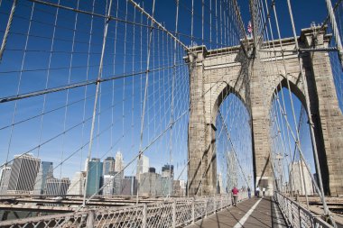 New York - aşağı Manhattan ve Brooklyn Köprüsü