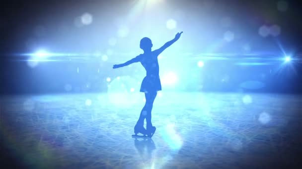 Meisje op figuur schaatsen — Stockvideo