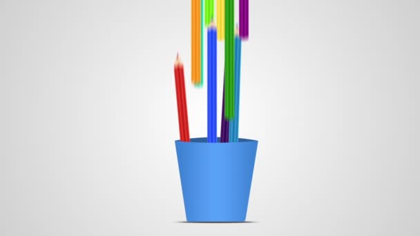 Crayons tombent dans un verre — Video