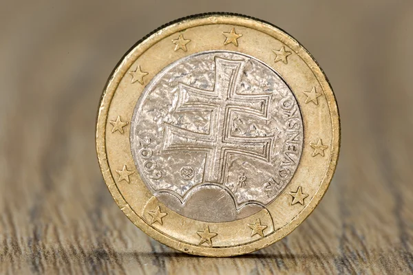 Close One Euro Coin European Union Member Slovakia Showing Picture — Stock Photo, Image