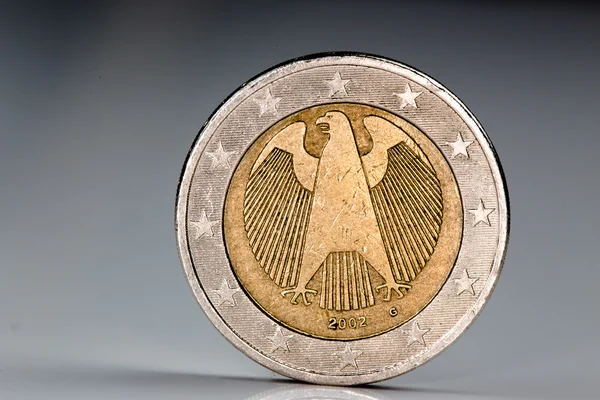 Close up of a two euro coin from the European Union member German showing a picture of the eagle