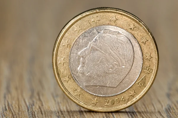 Gros Plan Une Pièce Euro Belgique Membre Union Européenne Représentant — Photo