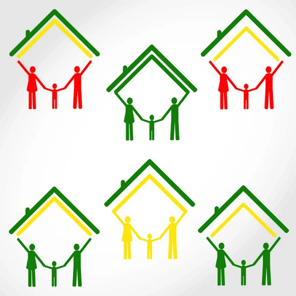 Aile ve ev, renk illüstrasyon