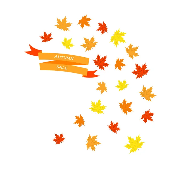 Autumn Sale, Orange Ribbon Banner — Stock Vector