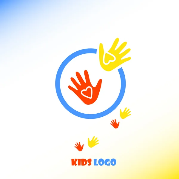 Kids Logo, Children's Hands — Stock Vector