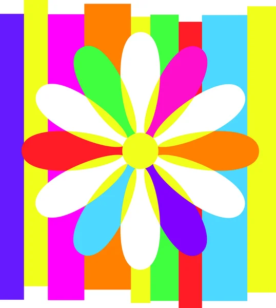 çizgili bir arka plan üzerinde çok renkli çiçek