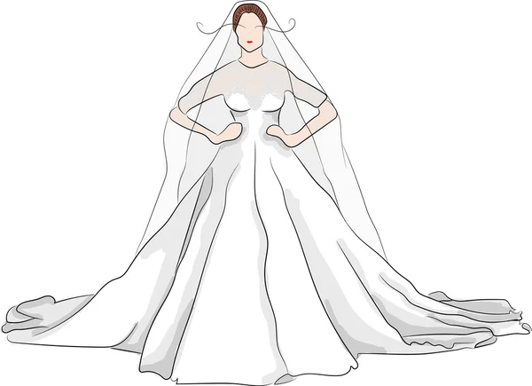 Muhteşem Gelinlik kırmızı dudaklar ile kroki