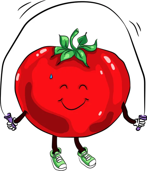 Bela maduro tomate pulando corda —  Vetores de Stock