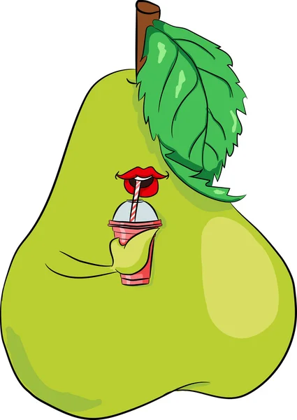 güzel göz alıcı armut çilek güler yüzlü bir egzersiz yaptıktan sonra içer.