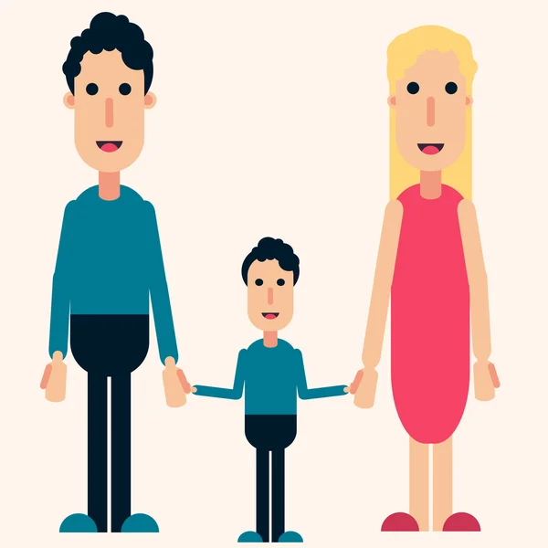 Mutlu aile renk vektör, aşk, dostluk, çocuk, dostum, kadın