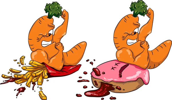 havuç vs patates kızartması ve çörek, sağlıklı gıda hızlı, rekabet.