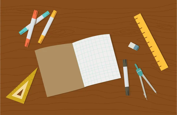 Eğitim unsurları eğitim lise nesne ve üniversite eğitim bileşen kavramı. Üstten Görünüm Resepsiyon arka plan. Düz simgeler koleksiyon vektör.