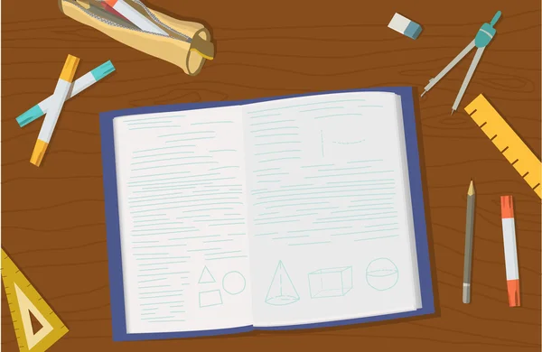 Eğitim unsurları eğitim lise nesne ve üniversite eğitim bileşen kavramı. Üstten Görünüm Resepsiyon arka plan. Düz simgeler koleksiyon vektör.