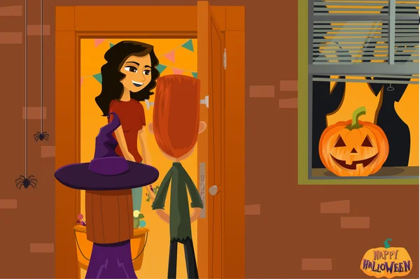 Cadılar Bayramı partisi. Çocuklar şeker toplamak. Ölülerin gece. Hediye ver yoksa karışmam. 31 Ekim