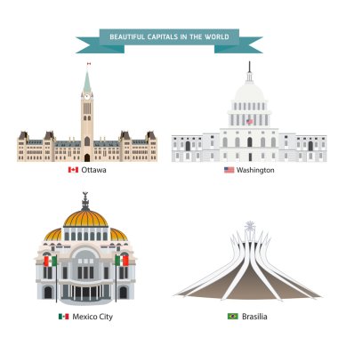 wold capital city  vector set clipart