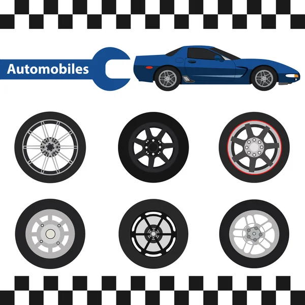 Векторный набор колес — стоковый вектор