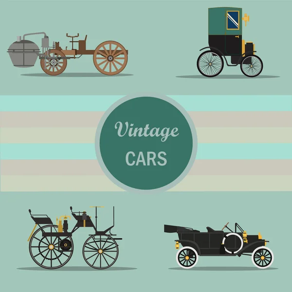 Vintage coche vector conjunto — Vector de stock