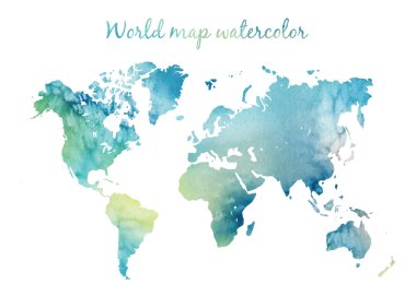 Watercolor world map in vector. clipart