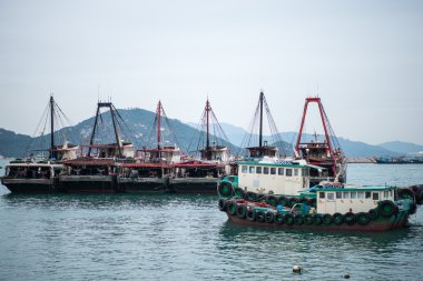 Hong Kong, Çin-Mar 10, 2016: Cheung Chau, Cheung Chau limanda kalabalık balık tutma Hong Kong, her yıl binlerce yerel ve yurtdışı turist çeken bir ada olduğunu