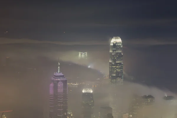 Niebla urbana Vista de Hong Kong desde el pico Victoria —  Fotos de Stock