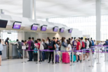  Bulanık iade alanında Hong Kong Havaalanı, arka plan bulanık