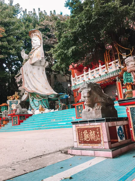 Hong Kong Ene 2021 Templo Kwan Yin Las Coloridas Estatuas — Foto de Stock