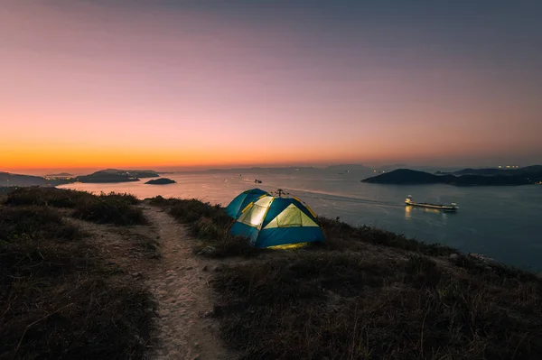 Camping Mountain Top Απολαύστε Την Ανατολή Του Ηλίου Στο Yuk — Φωτογραφία Αρχείου