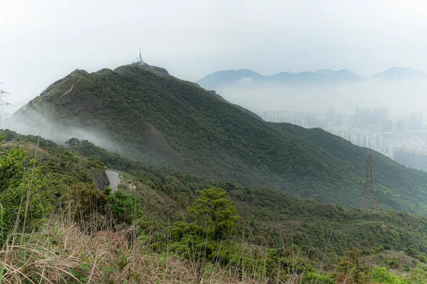 Hermoso Paisaje Nublado Mañana Kowloon Peak Hong Kong —  Fotos de Stock