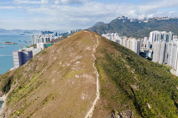 공중에서 애버딘 터스와 남부의 샨으로알려진 존스턴 산에서 Lei Chau Seen — 스톡 사진