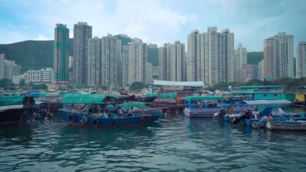 Aberdeen Hongkong Sep 2021 Alte Fischerboote Und Sampan Sind Auch — Stockvideo