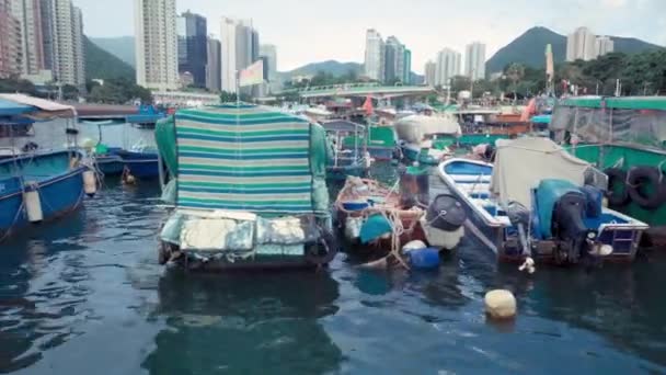 Aberdeen Hong Kong Set 2021 Barche Pesca Sampan Vecchio Stile — Video Stock