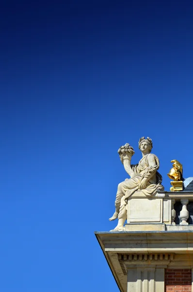 Altın süs eşyaları ve Versay Sarayı heykelleri ile güzel çatı detayları — Stok fotoğraf