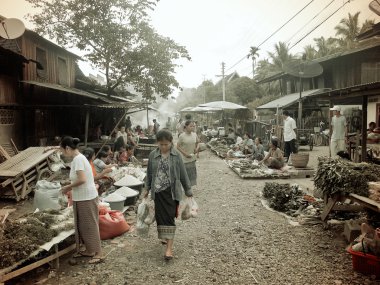 Luang Prabang, Lao Demokratik Halk Cumhuriyeti - 15 Haziran 2004: Sabah piyasada Luang Prabang, Lao Demokratik Halk Cumhuriyeti, 2004 yılında