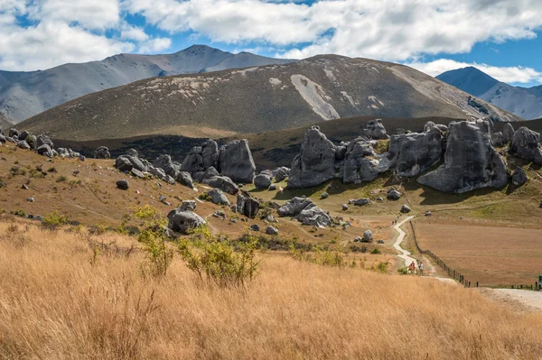 Παράξενο τοπίο του λόφου του κάστρου στις Νότιες Άλπεις, πέρασμα του Αρθούρου, νότιο νησί της Νέας Ζηλανδίας — Φωτογραφία Αρχείου