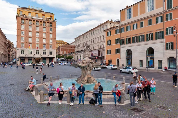 Rome Italië Oktober 2019 Fontana Del Tritone Tritonfontein Gelegen Piazza — Stockfoto