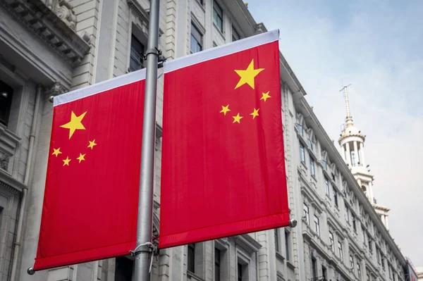 Bandeira Nacional República Popular China Decorada Frente Edifício Antigo Nanjing Imagem De Stock