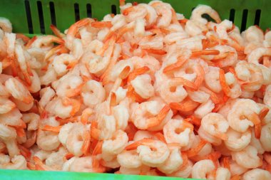 Üstünde belgili tanımlık sayaç taze deniz ürünleri